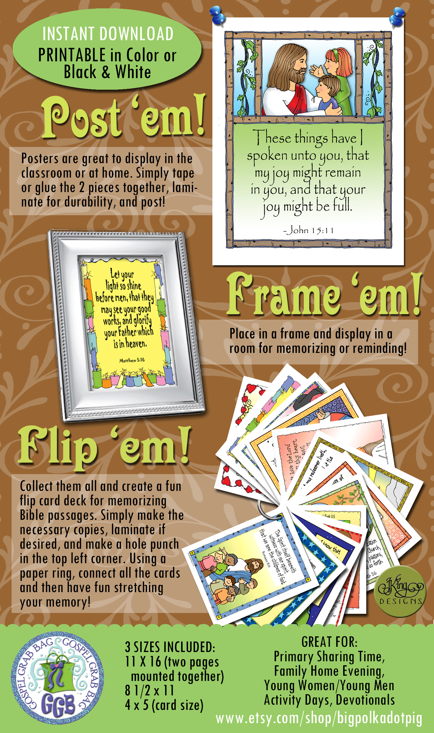 SCRIPTURE POSTERS AND CARDS: How to Use Them: Post Them, Frame Them, Flip Them, GospelGrabBag.com