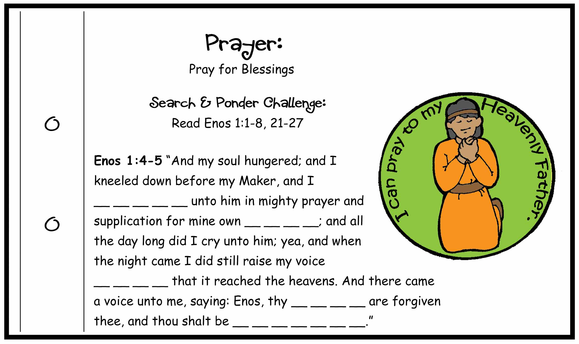 Enos 1:4-5 Scripture Card - on Prayer - Forgiveness