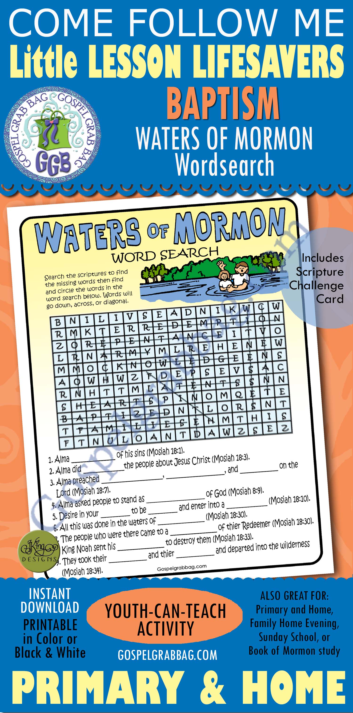 Waters of Mormon word-search Mosiah 18:8-10