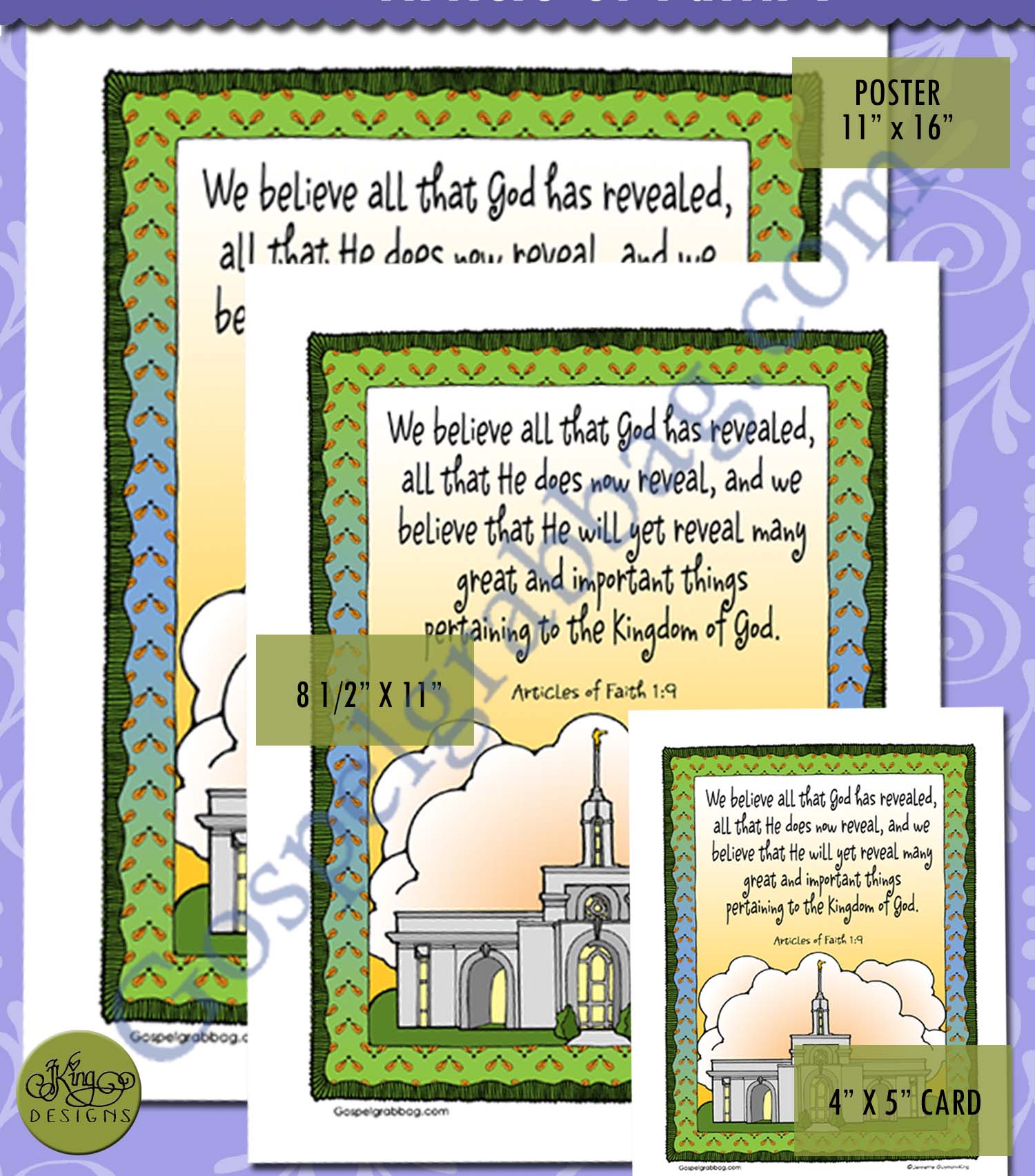 Articles of Faith 1:9 scripture poster/card set