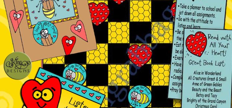 Activity Days: Developing Talents Goal 6 Invitation, "Bee" Smart book cover, good book reading list, and Smart Bees and Hearts checkers