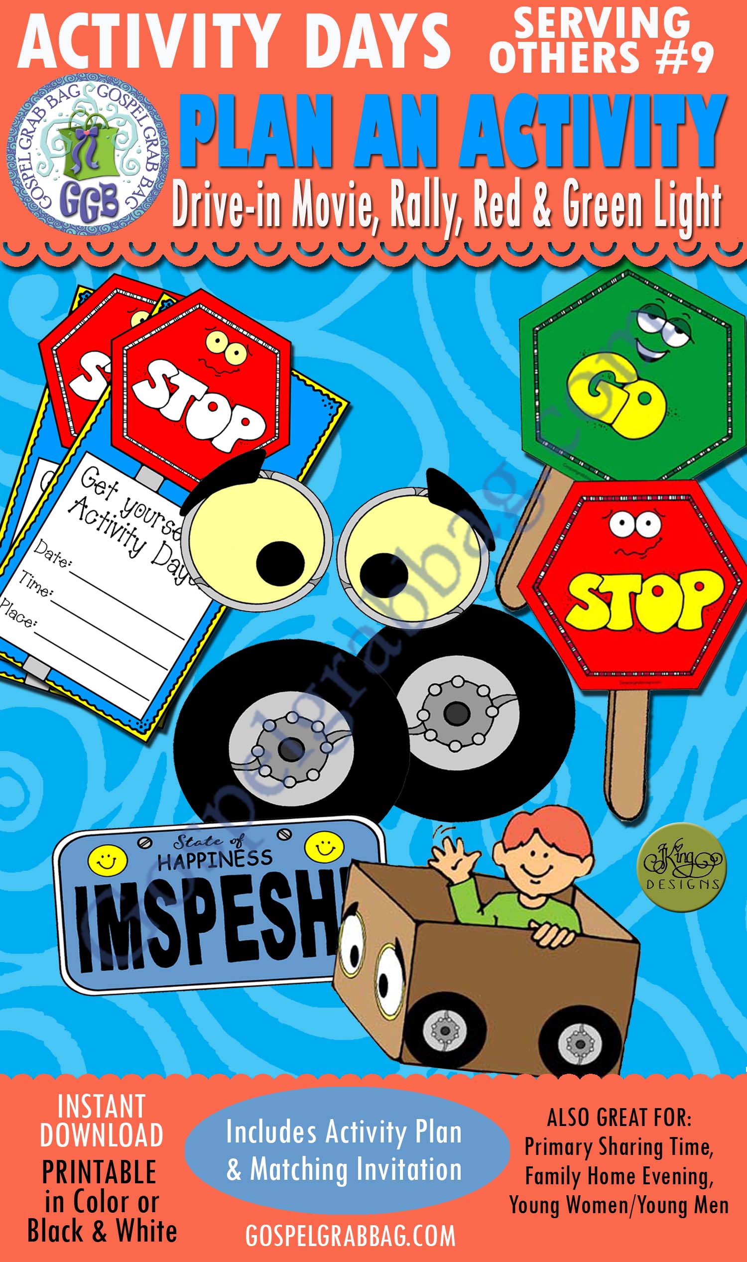 Activity Days: Serving Others - Faith in God GOAL 9: Plan an Activity: Drive-in Movie, Rally, Red Light Green Light $3.50 Activity Days: Serving Others - Faith in God GOAL 9: Plan an Activity: Drive-in Movie, Rally, Red Light Green Light, GospelGrabBag.com
