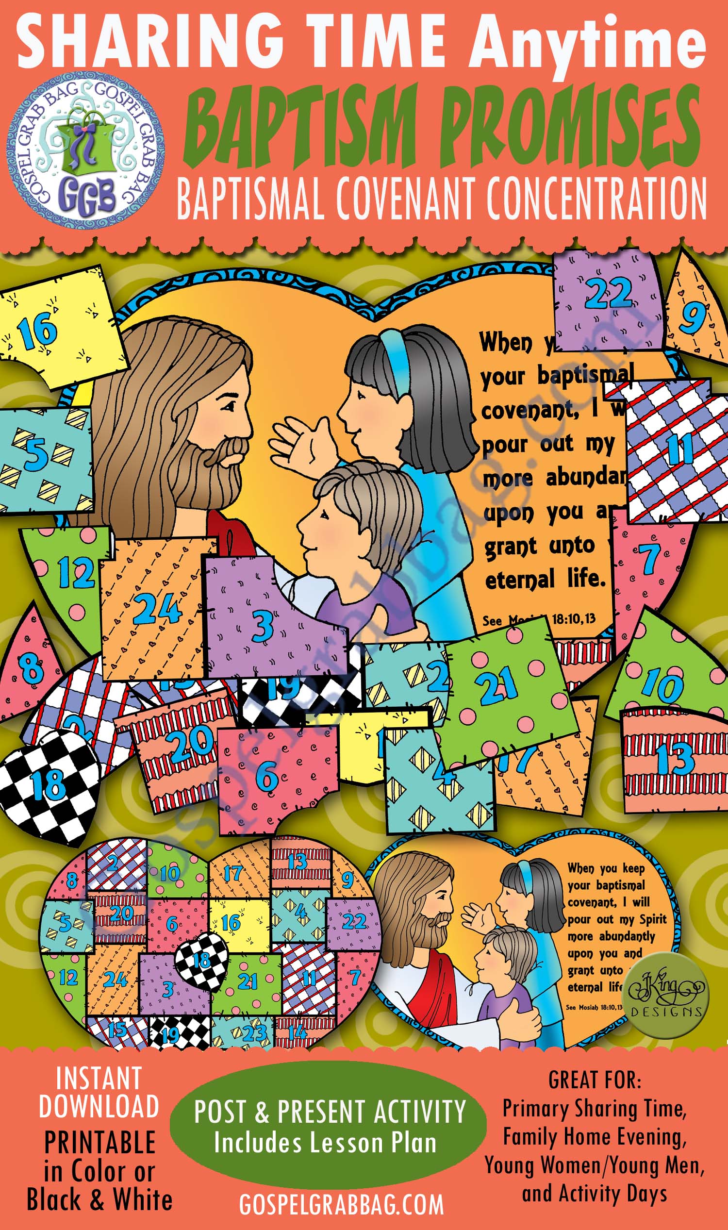 BAPTISM Activity: Baptismal Covenants Concentration GAME $3.50 Primary Sharing Time Anytime Activity