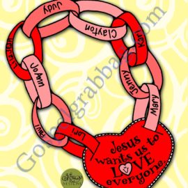 Jesus wants us to love everyone - add names to ring on heart medallion