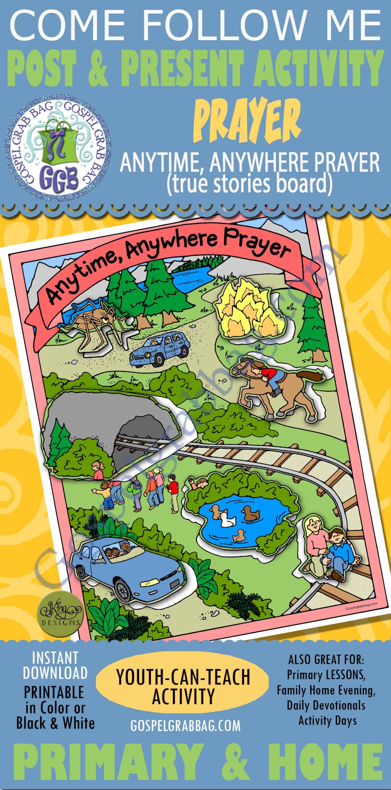 Post-and-Present ACTIVITY Anytime, Anywhere Prayer true stories board - For Primary and Sunday School, COME FOLLOW ME