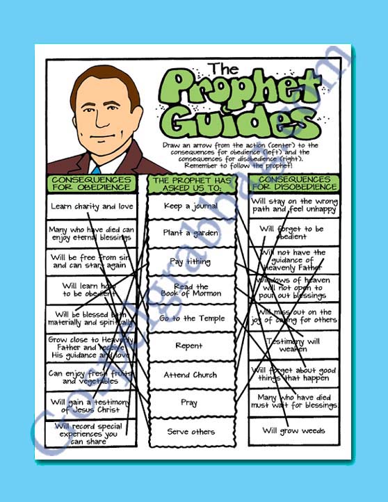 FOLLOW THE PROPHET - Choices-and-Consequences Crossmatch, Doctrine and Covenants, LDS Primary Lesson 31: The Extermination Order, Sunday Savers book or CD-ROM, GospelGrabBag.com