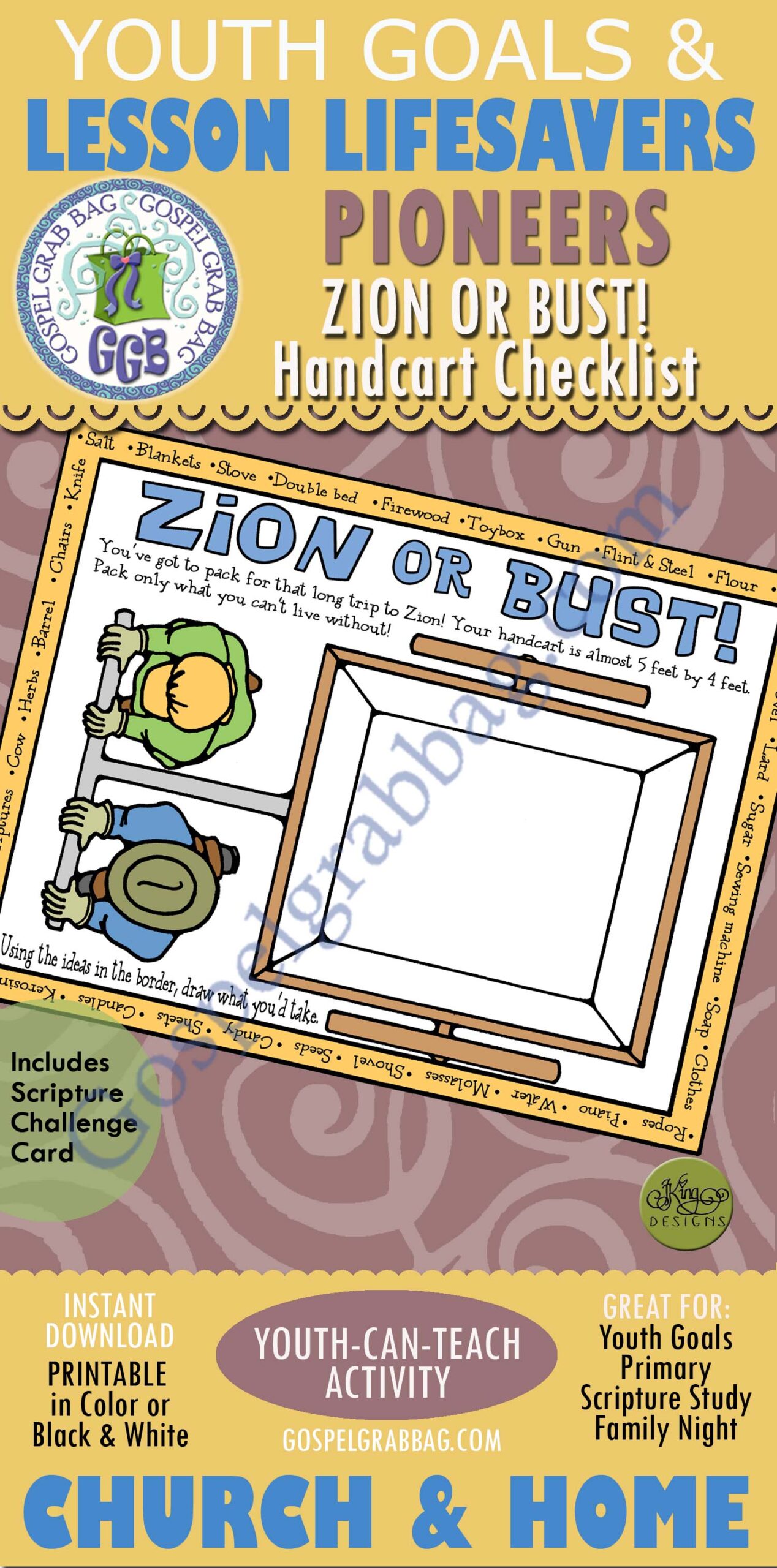ZION OR BUST handcart checklist