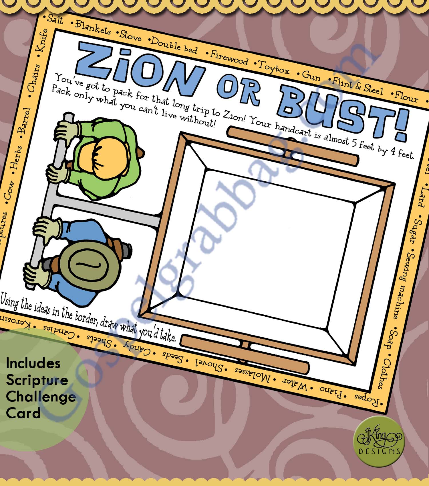 ZION OR BUST handcart checklist