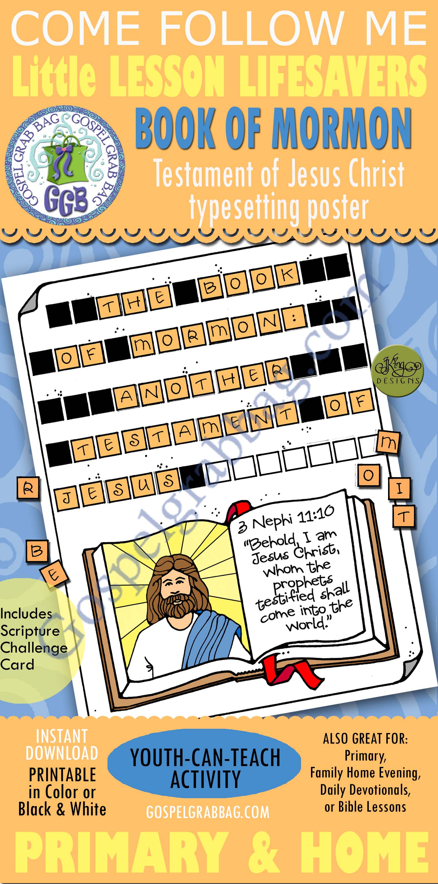 BOOK OF MORMON Activity: The Book of Mormon is Another Testament of Jesus Christ typesetting poster The Book of Mormon: Another Testament of Jesus Christ typesetting poster #BookofMormon