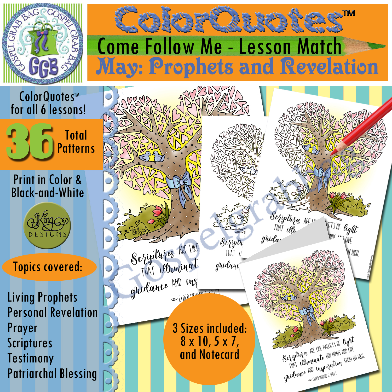 Quotes to Color - ColorQuotes for May Theme: Prophets and Revelation, printables, GospelGrabBag.com