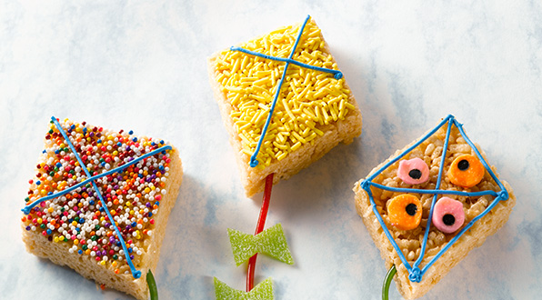 Kellogg's Rice Krispies KITE TREAT recipe and photo, GospelGrabBag.com Activity: Missionary Mystery featuring Thought Treat KITES