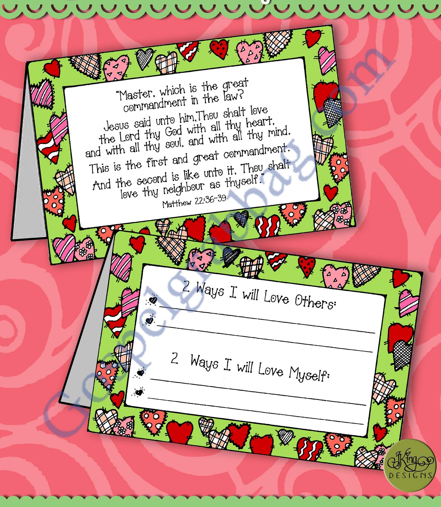 Love Yourself and Others (Matthew 22:36-39 Service Challenge tent-card)