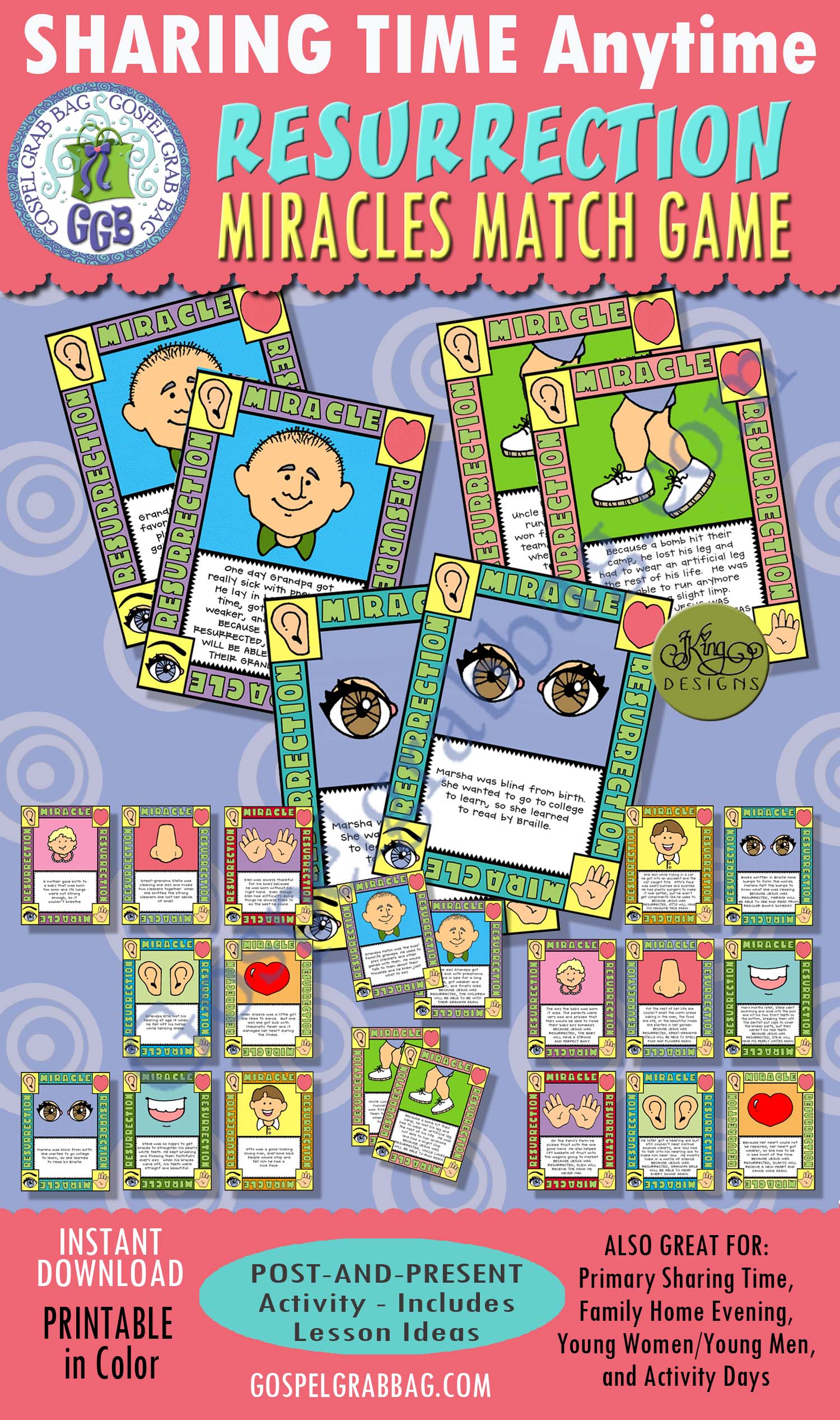 RESURRECTION: Resurrection Miracles Match Game, Sharing Time, Family Home Evening, Post-and-Present $3.50 PRIESTHOOD: Resurrection Miracles Match Game, Sharing Time, Family Home Evening, Post-and-Present, LDS Printables, GospelGrabBag.com