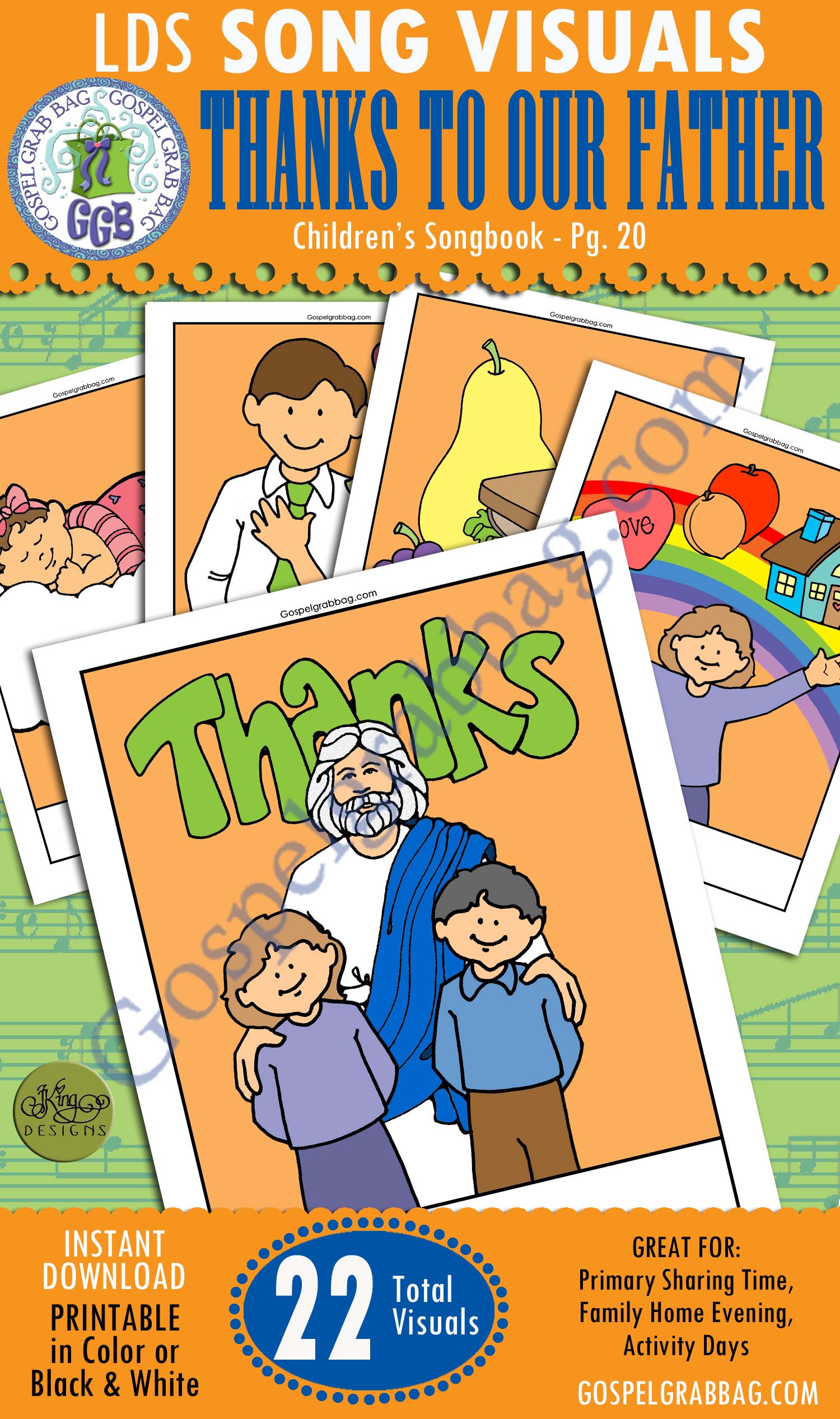 SONG VISUALS "Thanks to Our Father," (Children's Songbook, 20), Primary Music, sharing time