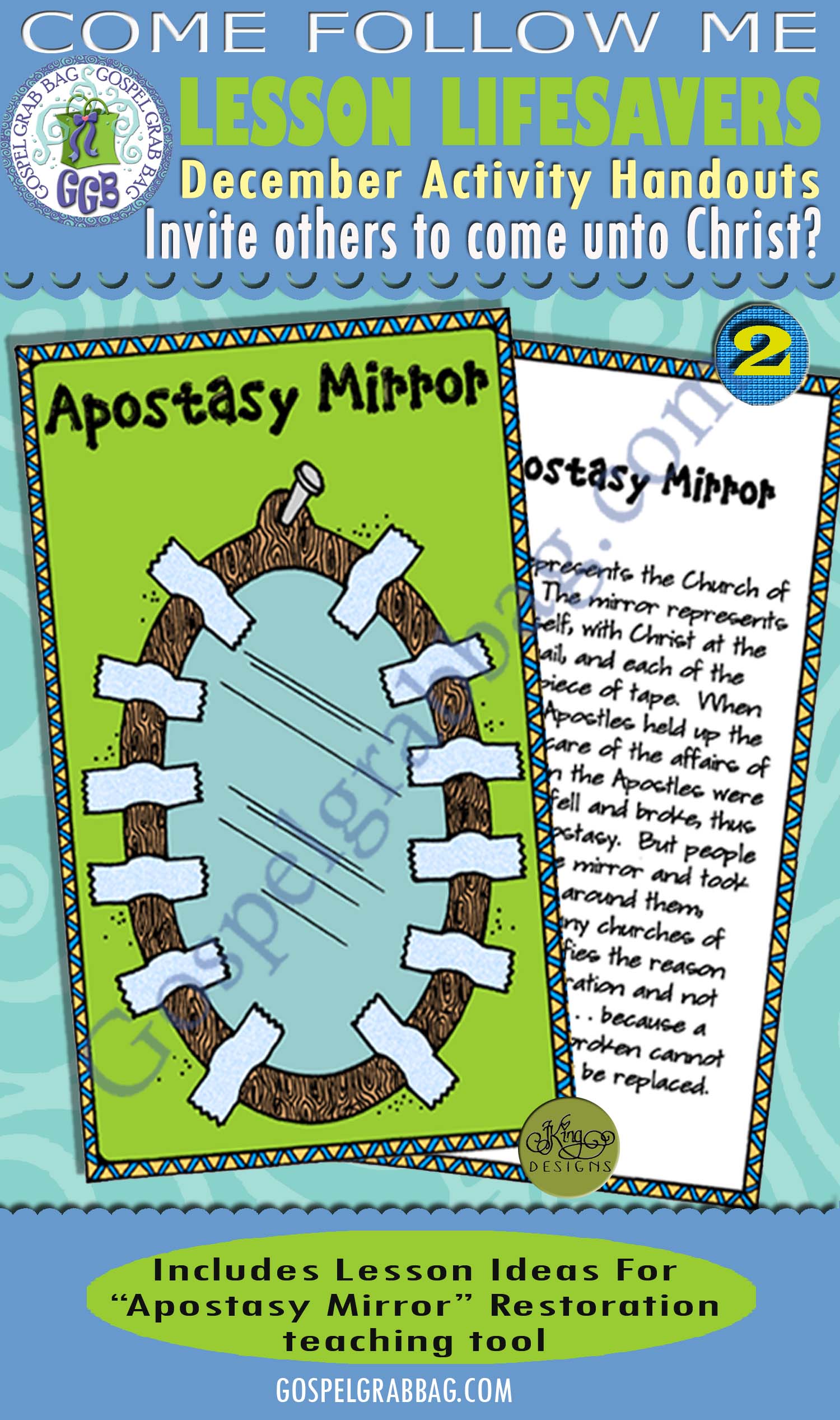 December Lesson 1 - Come Follow Me "How can I invite others to come unto Christ?" ACTIVITY: Apostasy Mirror - Restoration teaching tool $1.75 December Lesson 1 - Come Follow Me "How can I invite others to come unto Christ?" ACTIVITY: Apostasy Mirror - Restoration teaching tool, GospelGrabBag.com