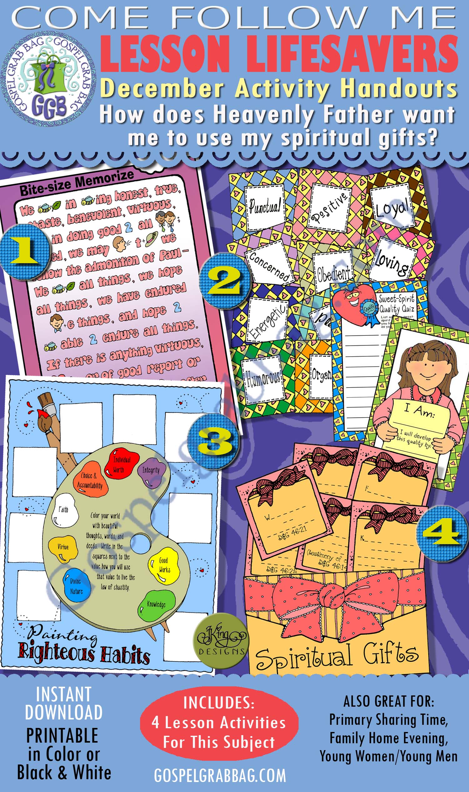 December Lesson 2 - Come Follow Me "How does Heavenly Father want me to use my spiritual gifts?" BUNDLE - 4 Lesson Activities $4.00 December Lesson 2 - Come Follow Me "How does Heavenly Father want me to use my spiritual gifts?" BUNDLE - 4 Lesson Activities