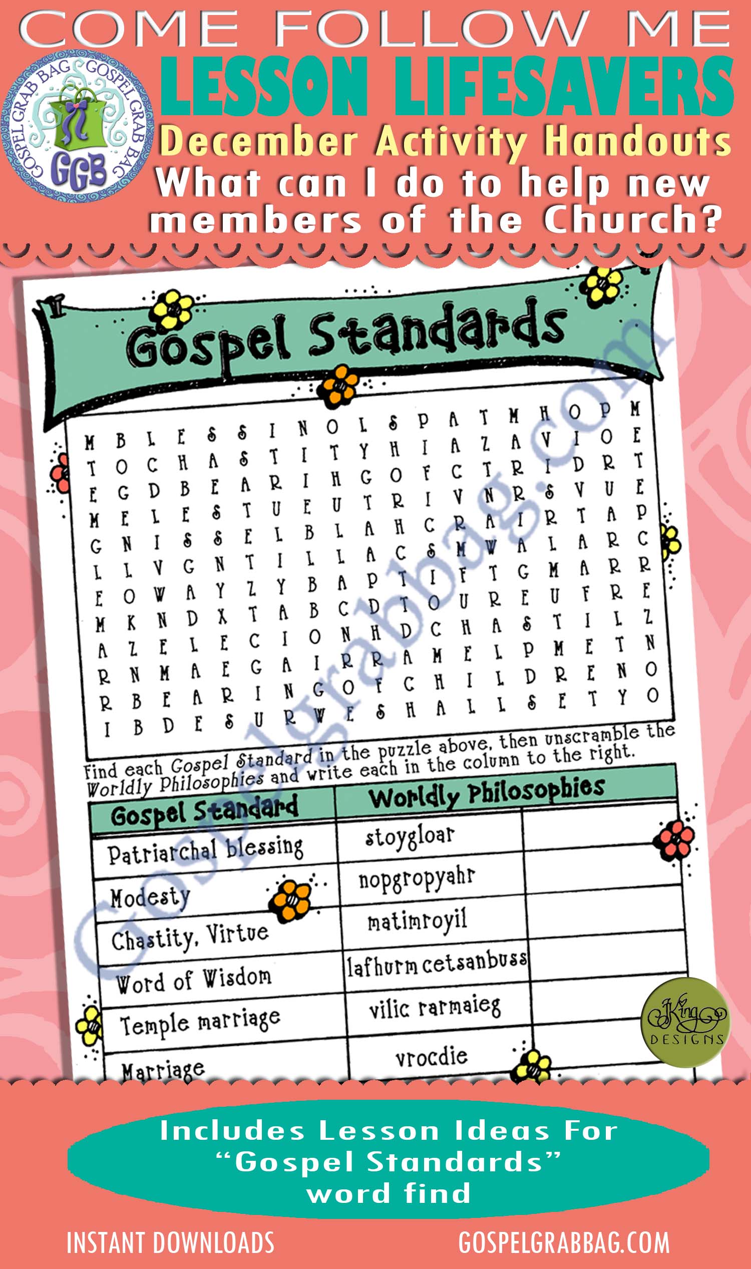 December Lesson 4 - Come Follow Me "What can I do to help new members of the Church?" ACTIVITY: Gospel Standards word find $1.75 December Lesson 4 - Come Follow Me "What can I do to help new members of the Church?" ACTIVITY: Gospel Standards word find, GospelGrabBag.com