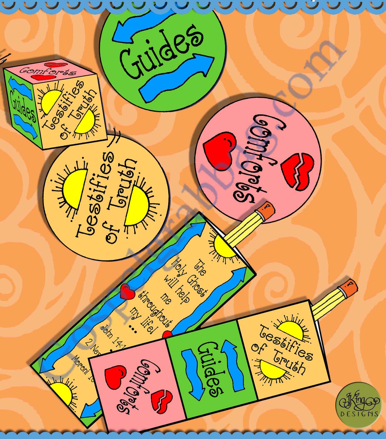 $2.50 HOLY GHOST Activity: Let the Holy Spirit Guide flashlight tag and scripture pencil pocket