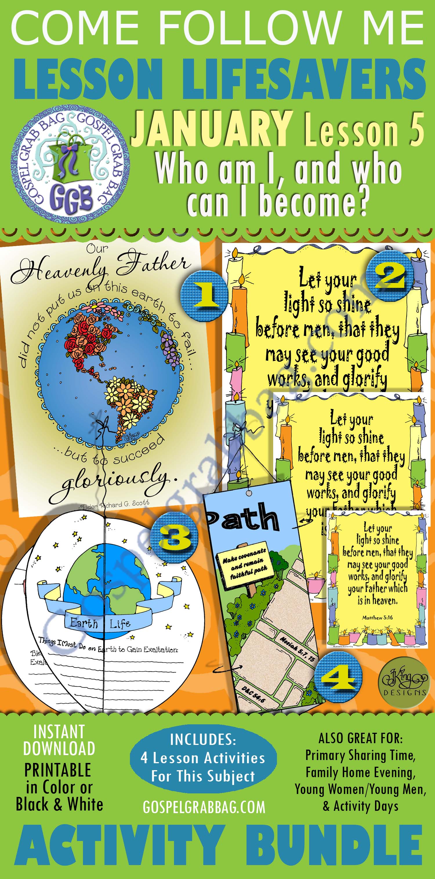 January Lesson 5 - Come Follow Me "Who am I, and who can I become?" banner