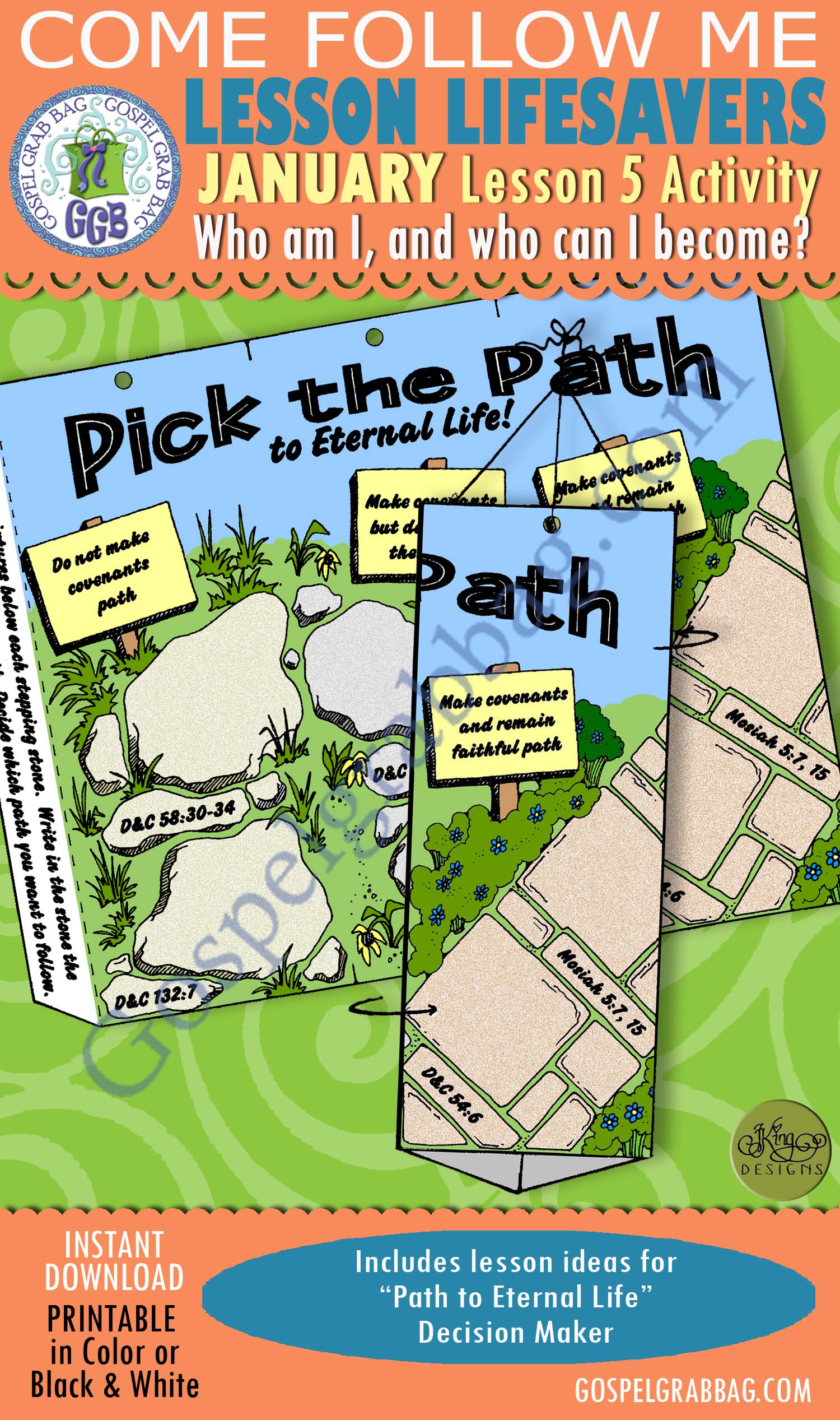 $1.75 January Lesson 5 - Come Follow Me "Who am I, and who can I become?" ACTIVITY: Path to Eternal Life Decision Maker