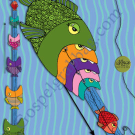 $3.00 BIG BITE FISH memorize-a-song, pick-a-song, or singing meter, Primary Singing Fun Activities, Music Leaders, practice songs, sacrament meeting presentation, GospelGrabBag.com