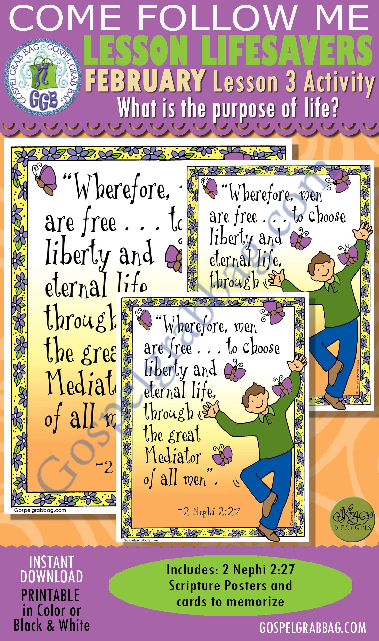 February Lesson 3 Come Follow Me "What is the purpose of life?" ACTIVITY: 2 Nephi 2:27 Scripture Poster / Cards $2.00 February Lesson 3 Come Follow Me "What is the purpose of life?" ACTIVITY: 2 Nephi 2:27 Scripture Poster / Cards