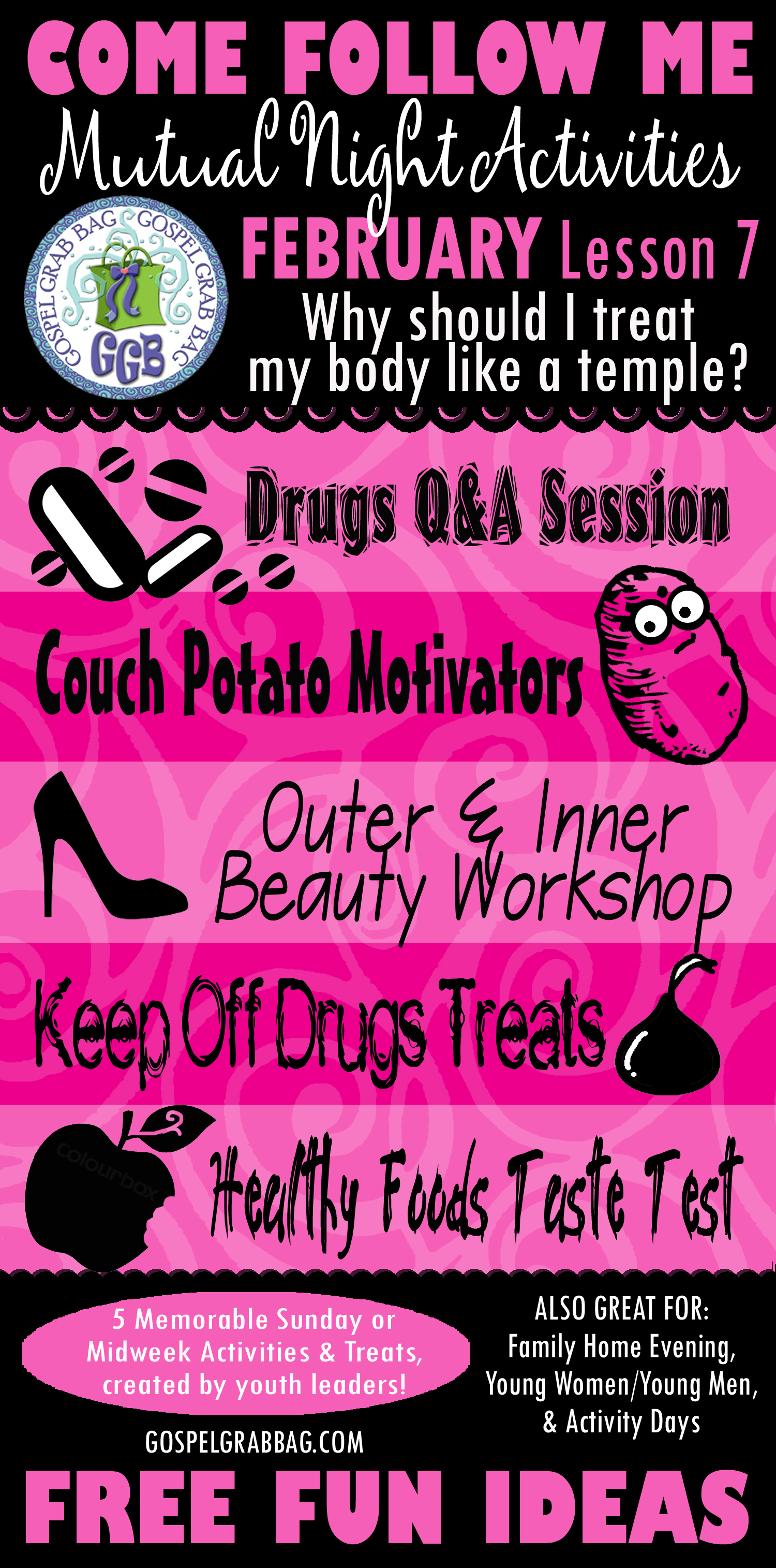 MUTUAL NIGHT IDEAS: February Lesson #7 Come Follow Me Lesson Activities - Theme "Why should I treat my body like a temple?", GospelGrabBag.com MUTUAL NIGHT IDEAS: February Lesson #7 Come Follow Me Lesson Activities - Theme "Why should I treat my body like a temple?", GospelGrabBag.com