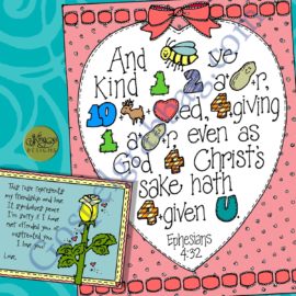 $1.75 FORGIVENESS, Come Follow Me Lesson Lifesaver Activity: Kindly Forgive Ephesians 4:32 rebus message and peace rose card