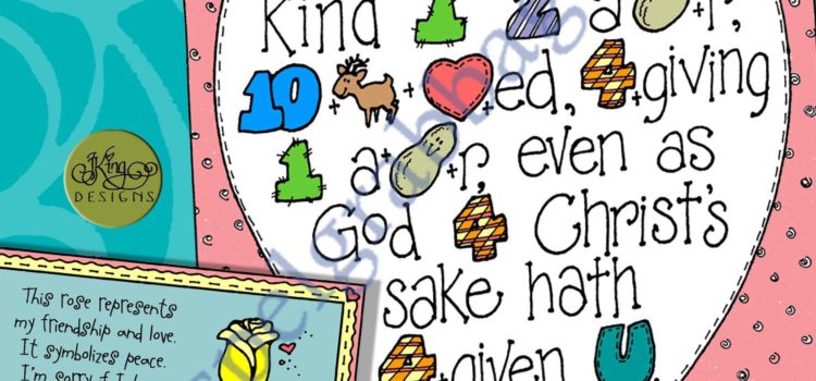 $1.75 FORGIVENESS, Come Follow Me Lesson Lifesaver Activity: Kindly Forgive Ephesians 4:32 rebus message and peace rose card