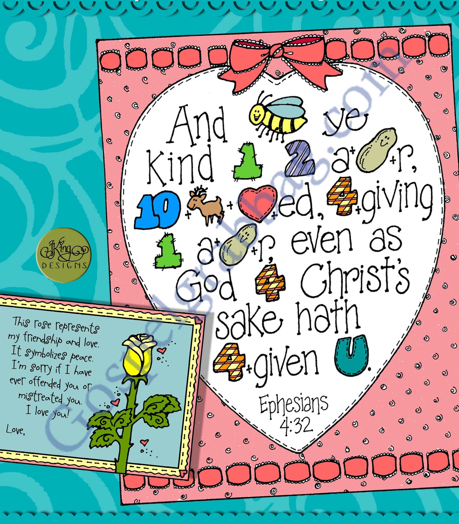 FORGIVENESS, Come Follow Me Lesson Lifesaver Activity: Kindly Forgive Ephesians 4:32 rebus message and peace rose card