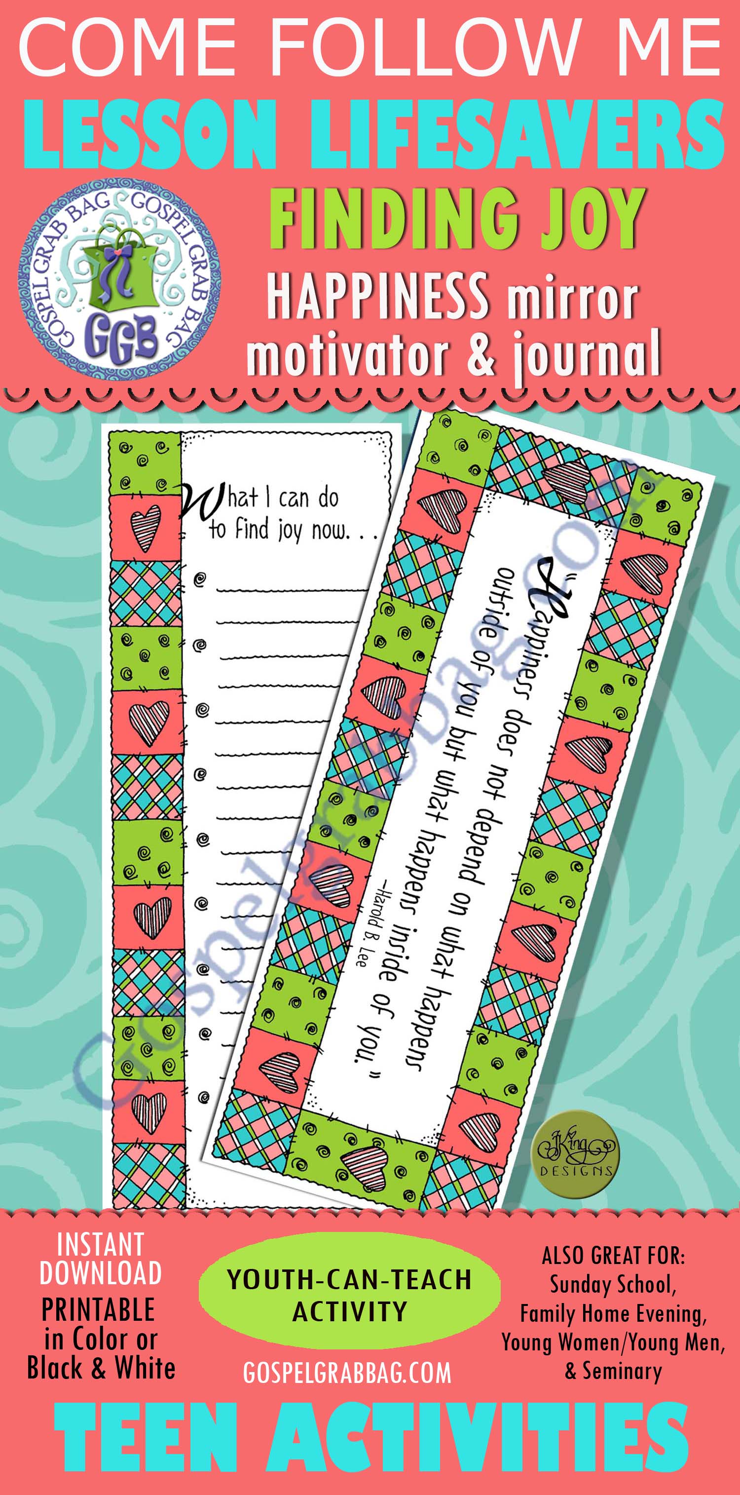 HAPPINESS Activity: Happiness mirror motivator & journal JOY List and happiness quote