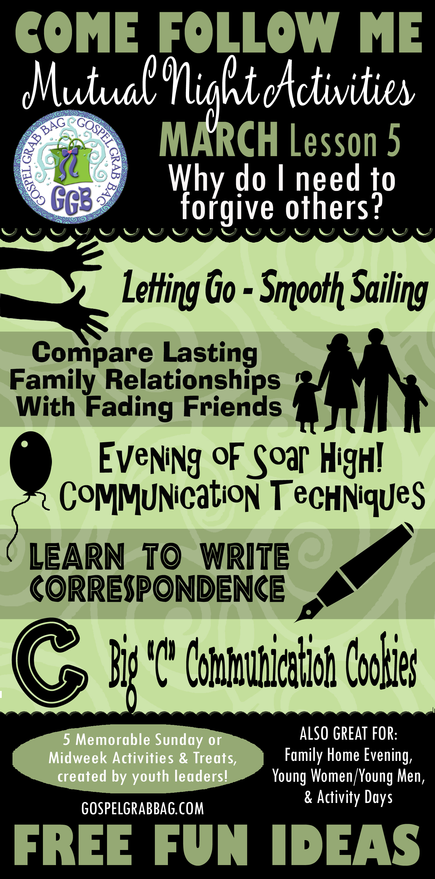 MUTUAL NIGHT IDEAS: May Lesson #5 Come Follow Me Lesson Activities - Theme: "Why do I need to forgive others?", GospelGrabBag.com
