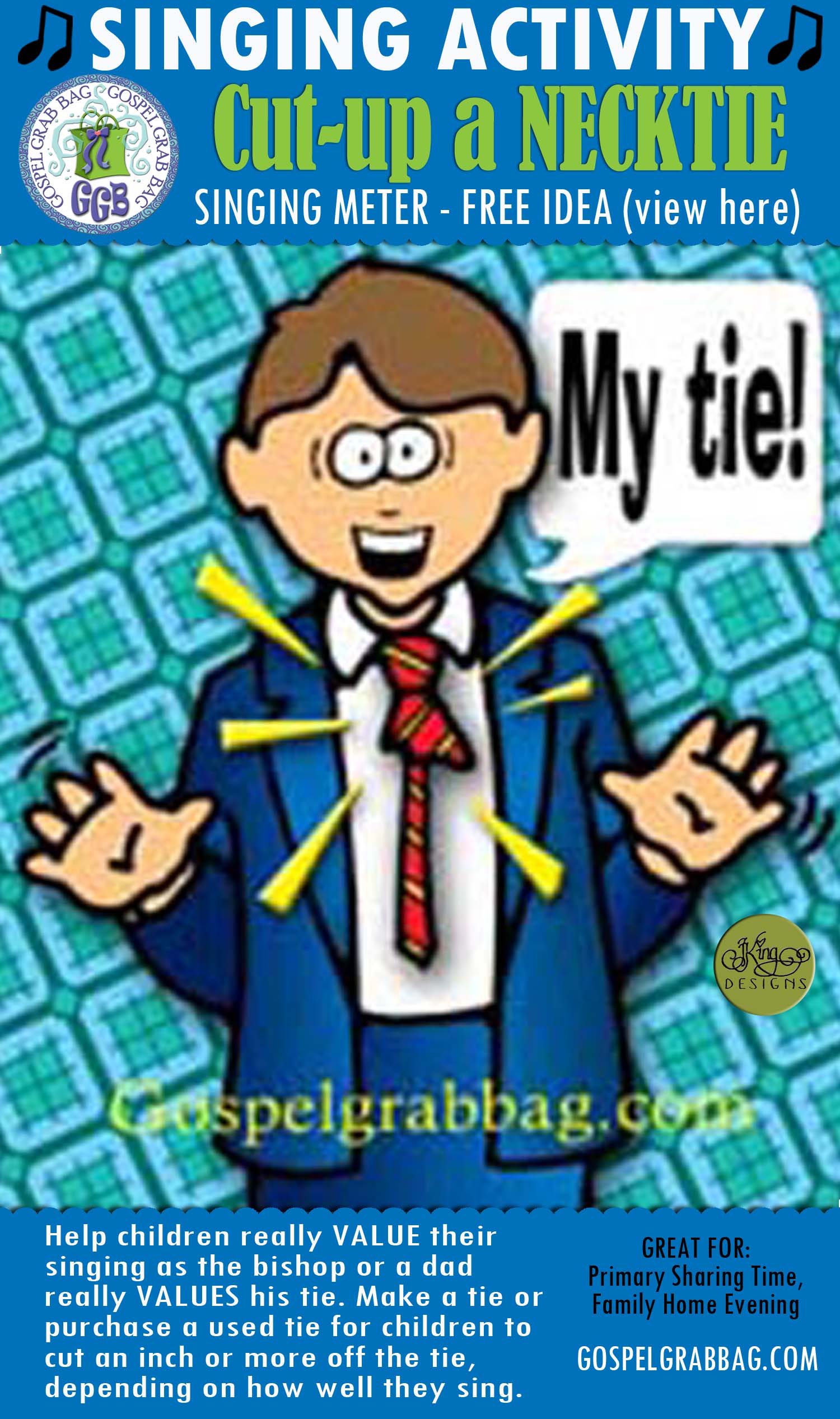 CUT-UP-A-NECKTIE singing meter: Primary Music Singing Time Activities to Motivate Children to Sing, download from GospelGrabBag.com