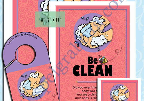 $2.00 - BE CLEAN - President Gordon B. Hinckley's Be's, plus six more - "CHARACTER BE'S (BEES) posters, doorknob sign, and cards