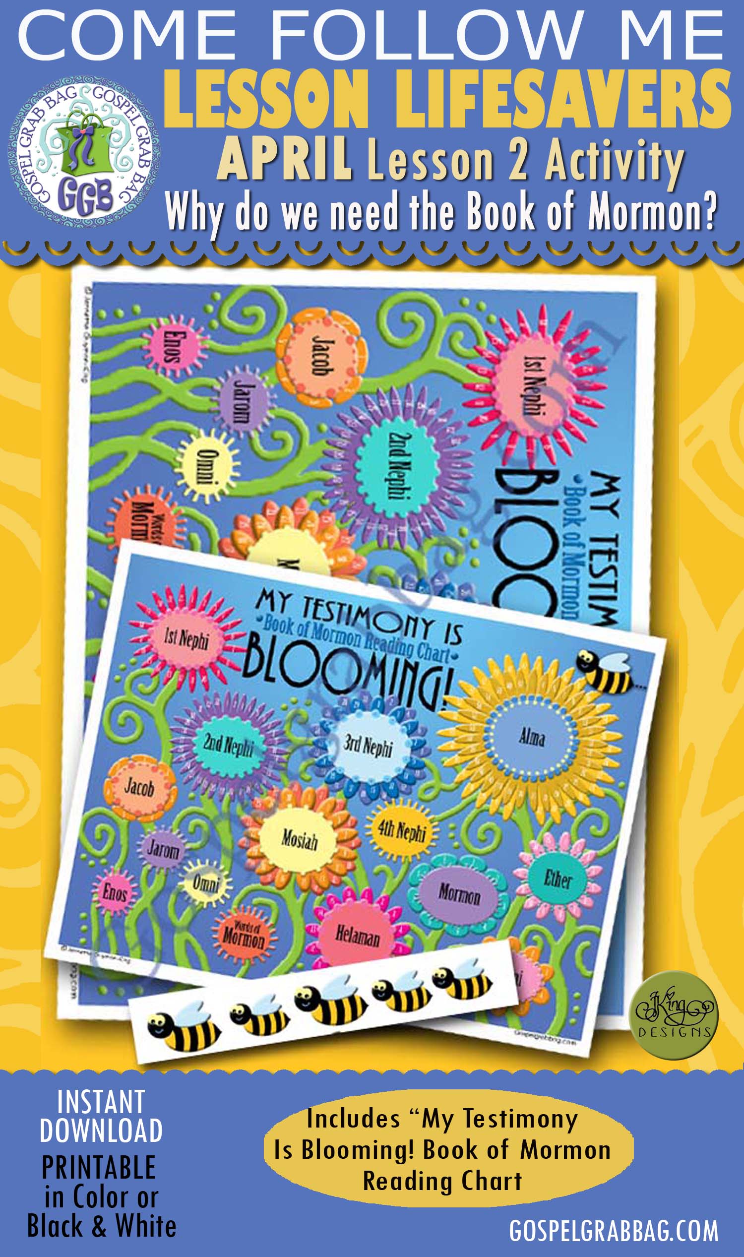 $3.00 APRIL Lesson 2 Come Follow Me "Why do we need the Book of Mormon?" ACTIVITY: My Testimony Is Blooming! Book of Mormon Reading Chart