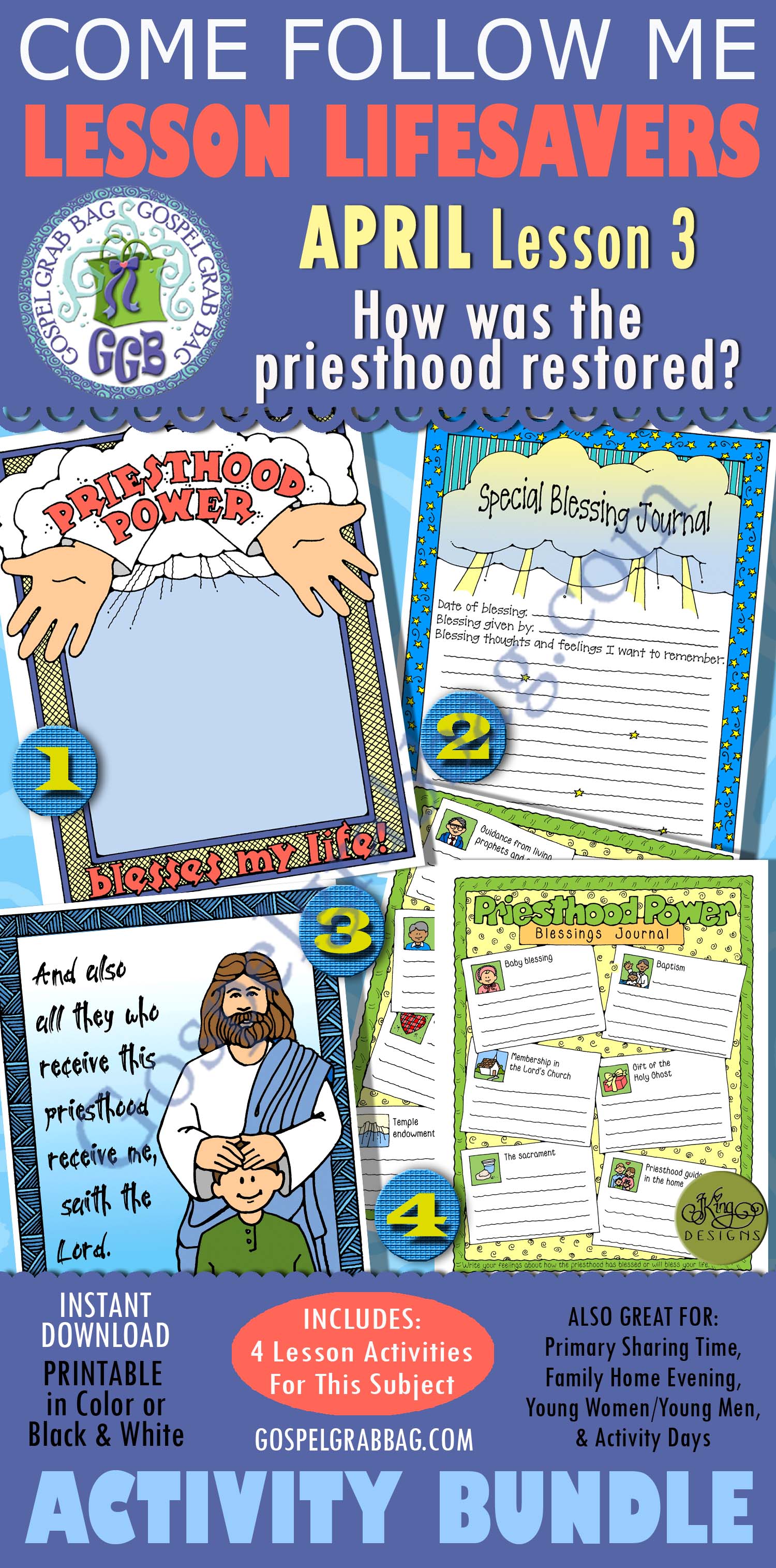 $4.00 APRIL Lesson 3 - Come Follow Me "How was the priesthood restored?" BUNDLE 1 of 2