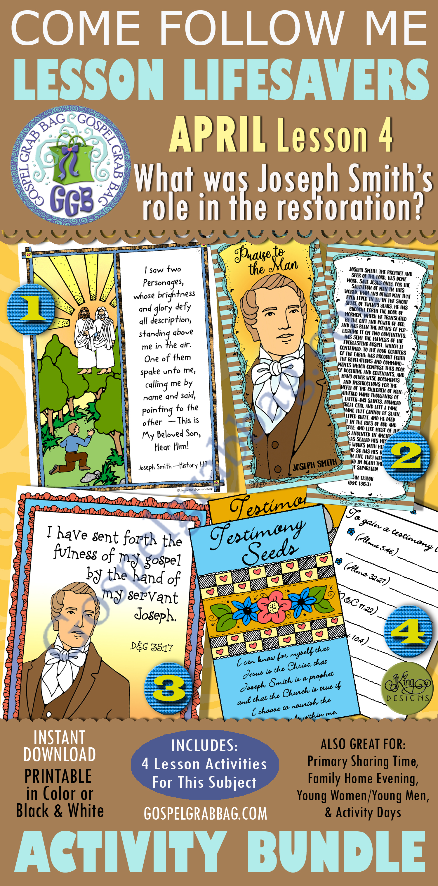 April Lesson 4 - Come Follow Me "What was Joseph Smith's role in the Restoration?" $4.00 April Lesson 4 - Come Follow Me "What was Joseph Smith's role in the Restoration?" BUNDLE