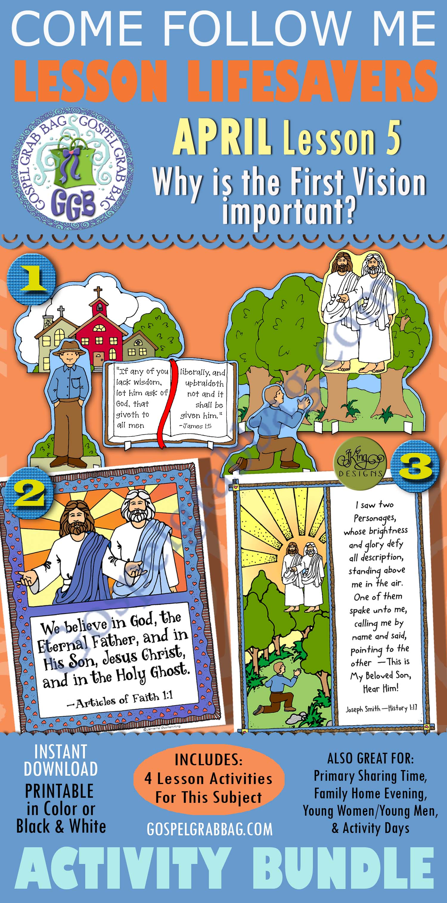 April Lesson 5 - Come Follow Me "Why is the First Vision important?"1-4 $4.00 April Lesson 5 - Come Follow Me "Why is the First Vision important?"