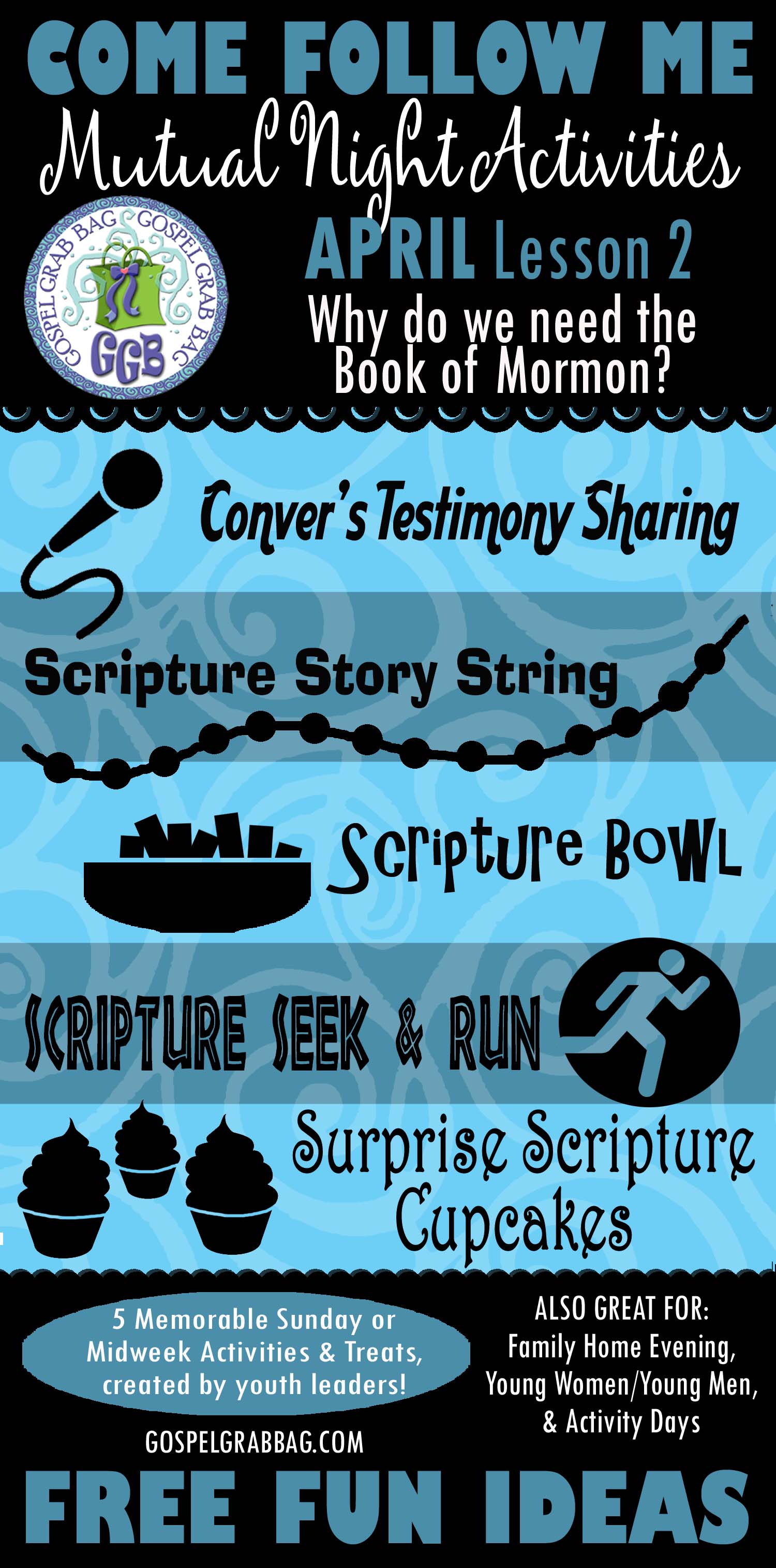 MUTUAL NIGHT IDEAS: April Lesson #2 Come Follow Me Lesson Activities - Theme: "Why do we need the Book of Mormon?", GospelGrabBag.com