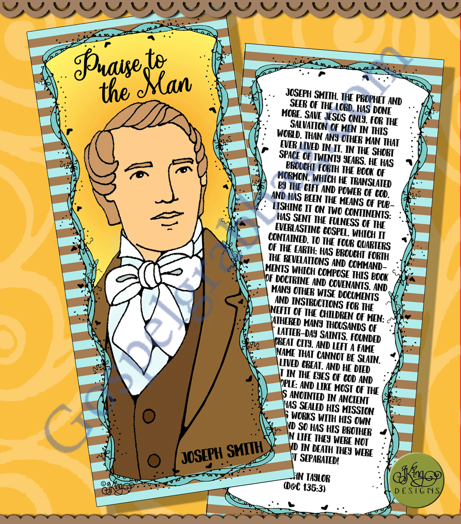 Praise to the Man D&C 135:3 John Taylor Quote bookmark