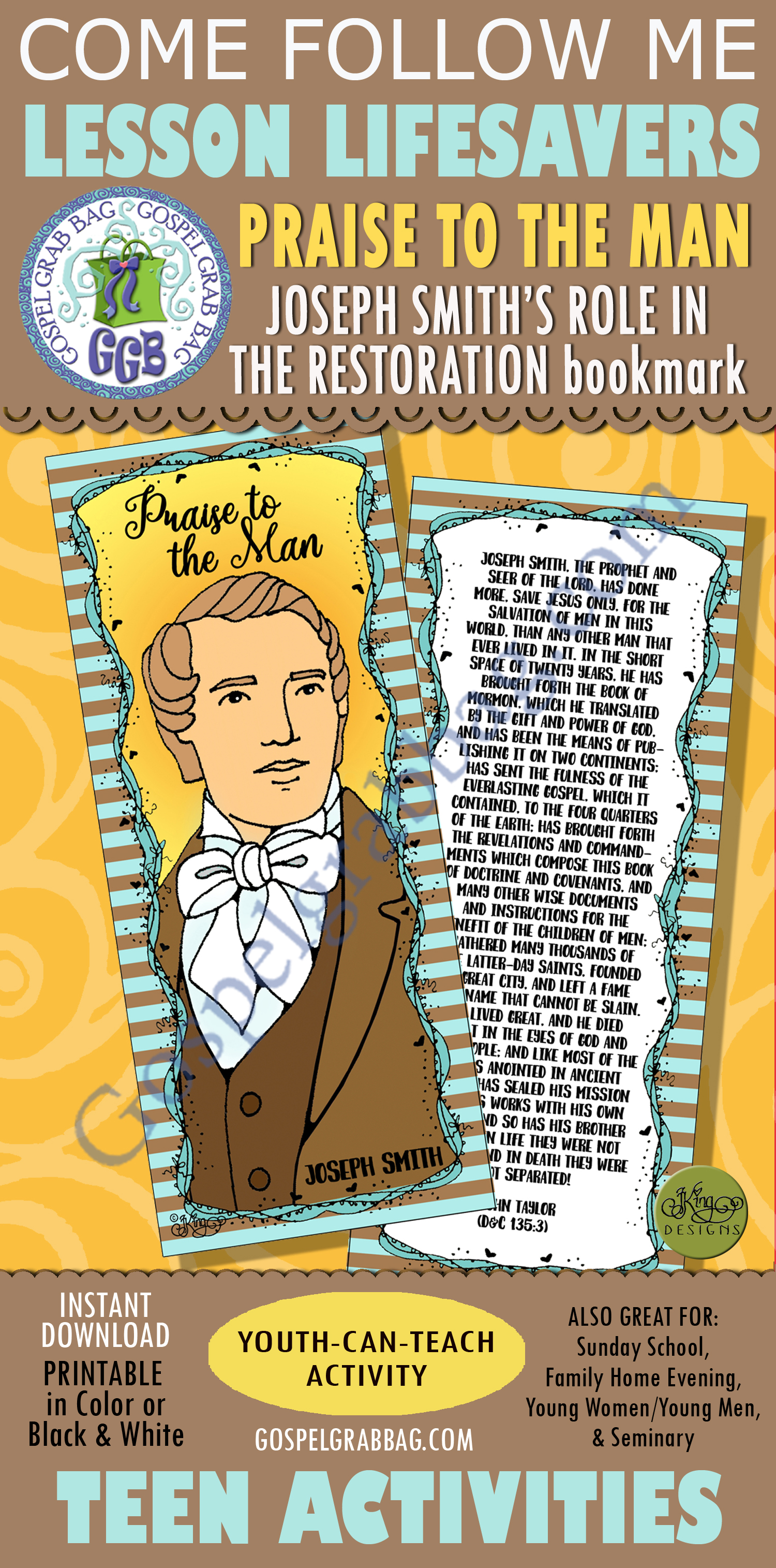 Praise to the Man D&C 135:3 John Taylor Quote bookmark