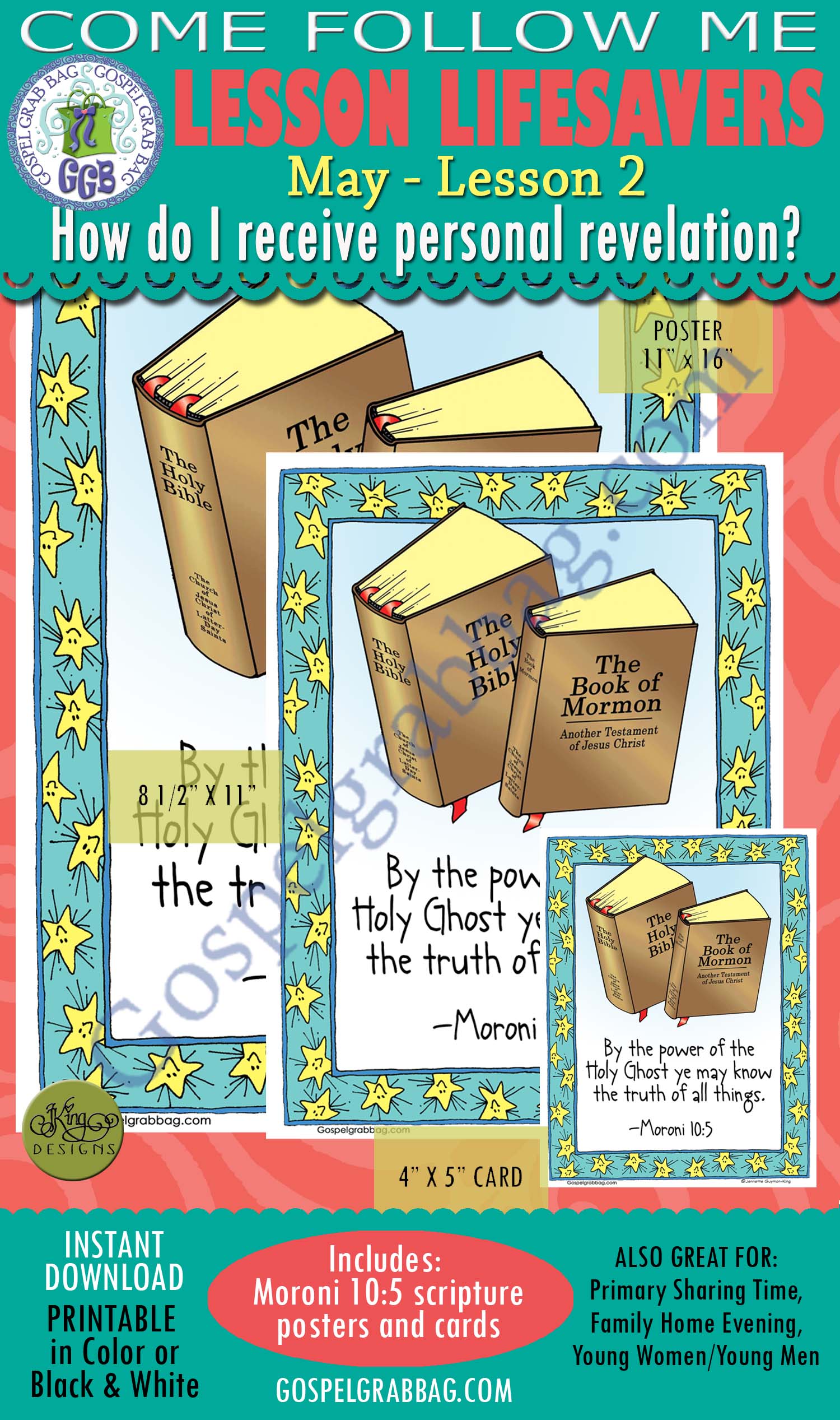 REVELATION: Come Follow Me – LDS Young Women Activities, MAY Theme: “Prophets and Revelation”, LESSON 2: "How do I receive personal revelation?, ACTIVITY: Moroni 10:5 scripture posters and cards $2.00 REVELATION: Come Follow Me – LDS Young Women Activities, MAY Theme: “Prophets and Revelation”, LESSON 2: "How do I receive personal revelation?, ACTIVITY: Moroni 10:5 scripture posters and cards