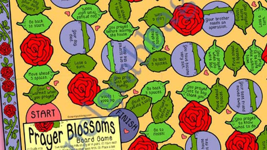 POST-AND-PRESENT Activity Prayer Blossoms board game