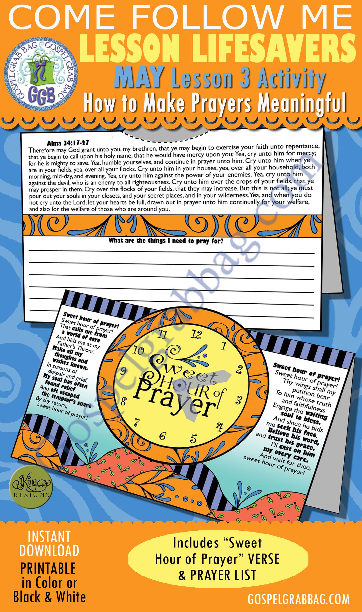 PRAYER: Come Follow Me – LDS Young Women Activities, MAY Lesson 3 "How can I make my prayers more meaningful?" - ACTIVITY: Sweet Hour of Prayer verse & prayer list $1.75 PRAYER: Come Follow Me – LDS Young Women Activities, MAY Lesson 3 "How can I make my prayers more meaningful?" - ACTIVITY: Sweet Hour of Prayer verse & prayer list