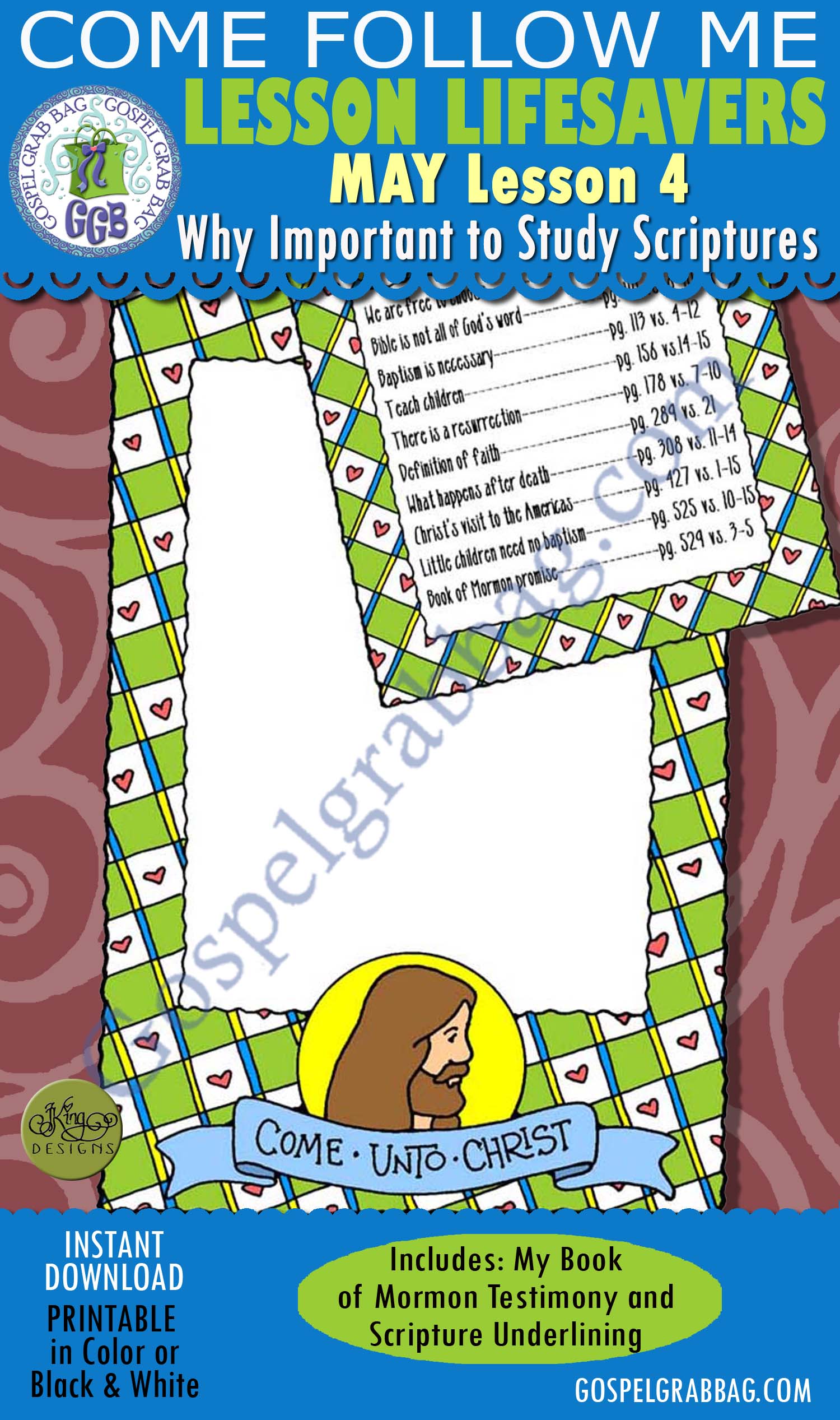 $1.75 SCRIPTURE STUDY: Come Follow Me – LDS Young Women Activities, MAY Lesson 4 "Why is it important to study the scriptures?" - ACTIVITY: My Book of Mormon Testimony and Scripture Underlining