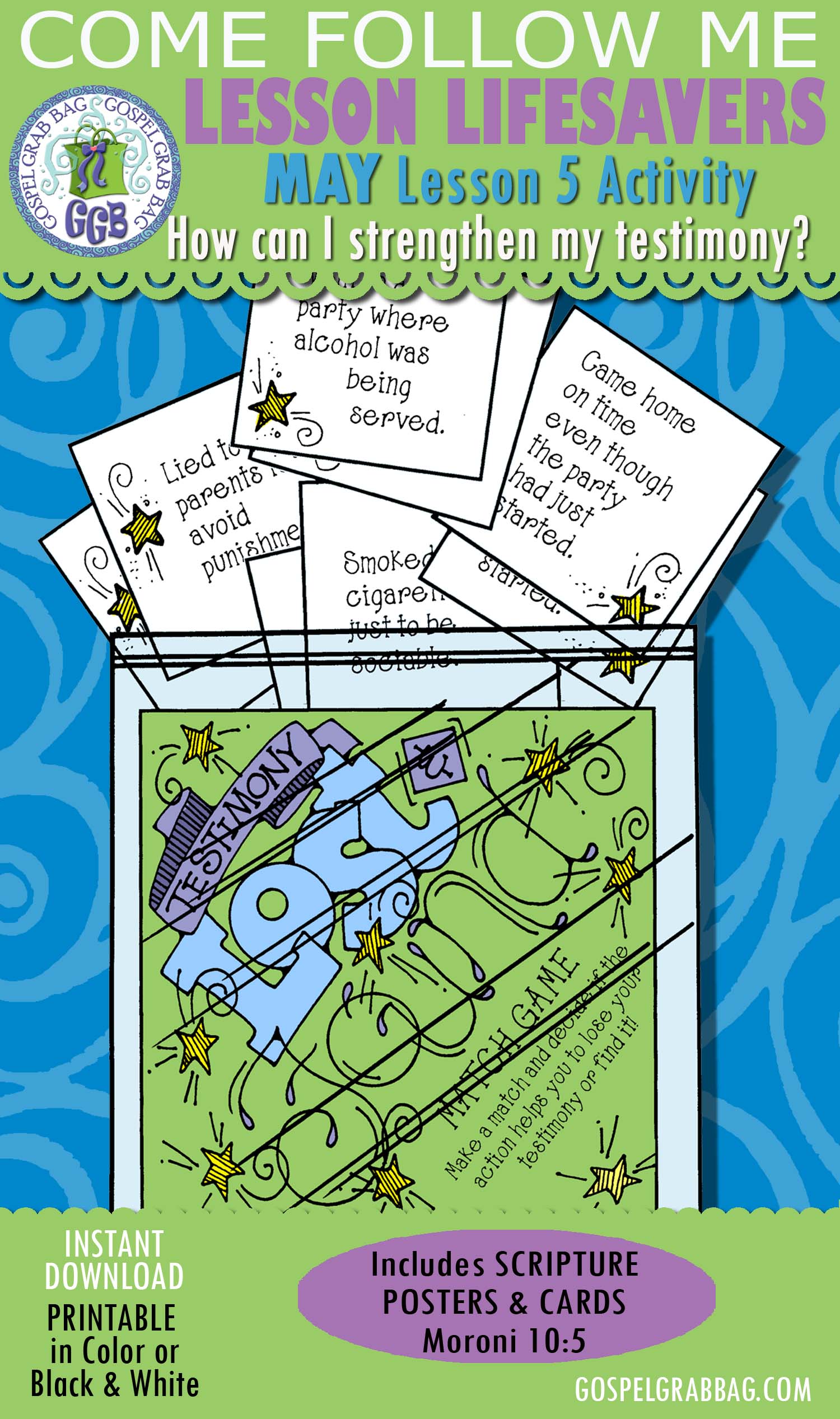 $1.75 TESTIMONY: Come Follow Me – LDS Young Women Activities, MAY Lesson 5 "How can I strengthen my testimony?" - ACTIVITY: Testimony Lost and Found GAME