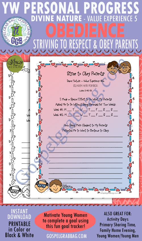 $1.75 DIVINE NATURE Personal Progress - Value Experience 5 "Strive to Obey Parents" planner/journal