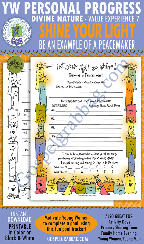 $1.75 DIVINE NATURE Personal Progress - Value Experience 7 "Become a Peacemaker" planner/journal