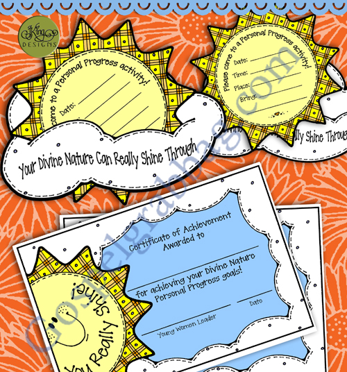 $2.00 DIVINE NATURE Personal Progress - VALUE NIGHT ACTIVITY 3-D Invitation and Goal Award Certificate