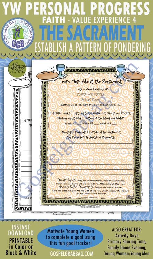 $1.75 FAITH Personal Progress - Value Experience 4 "Learn More About the Sacrament" planner/journal